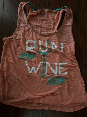 Run Now Wine Later Women’s Coral turquoise Tank Top